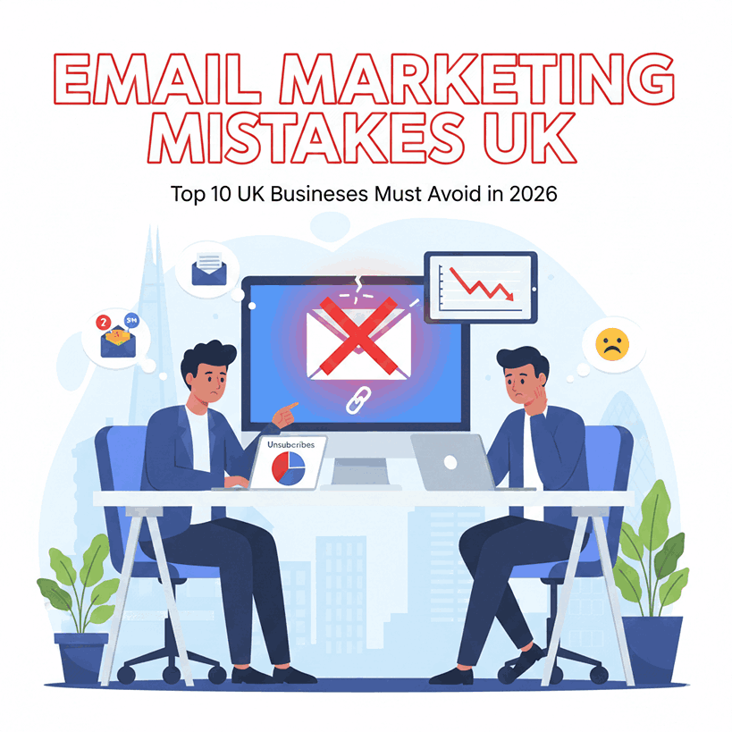 UK email marketing mistakes infographic 2026