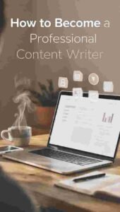 Professional content writer working on a blog post