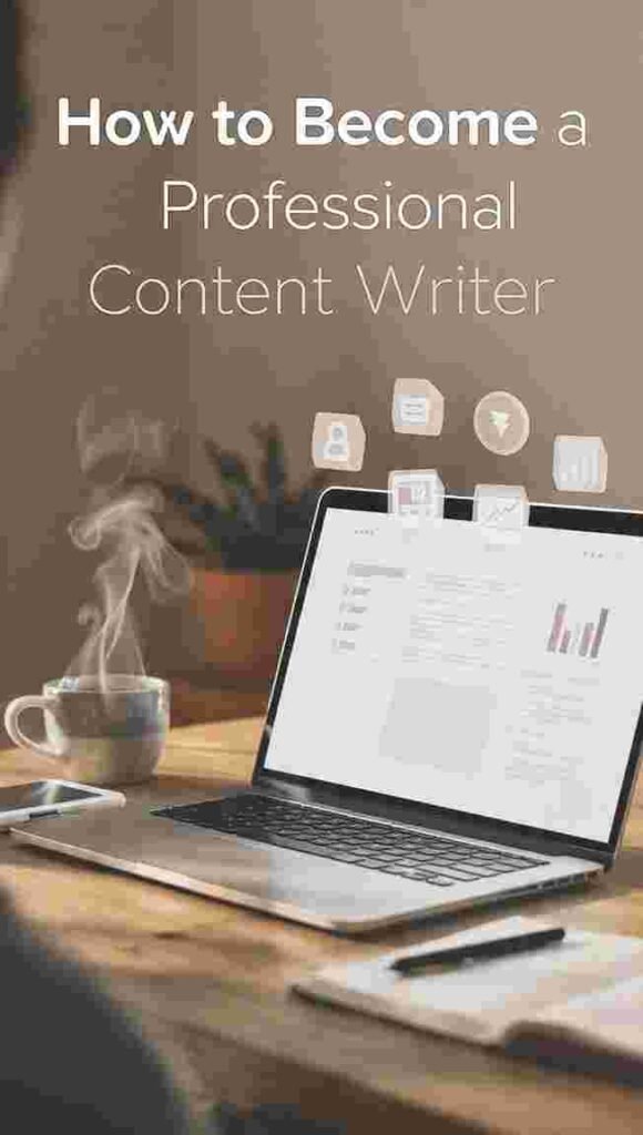 Professional content writer working on a blog post