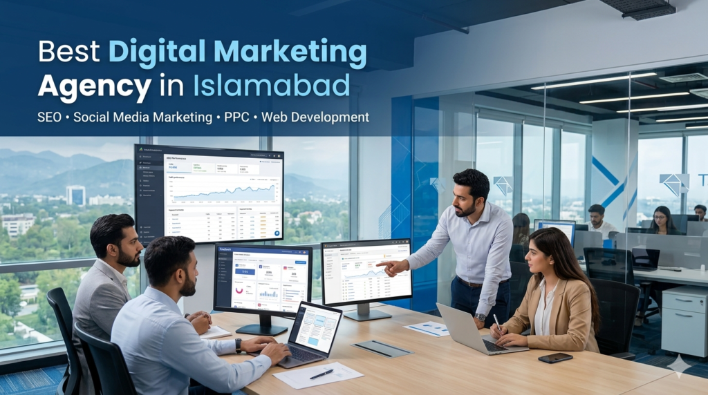 Best Digital Marketing Agency in Islamabad helping businesses grow with SEO, PPC, social media marketing, and web development.